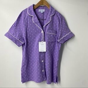 Pajamagram purple button front cotton pajama shirt NWT S